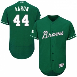 Mens Majestic Atlanta Braves 44 Hank Aaron Green Celtic Flexbase Authentic Collection MLB Jersey