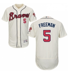 Mens Majestic Atlanta Braves 5 Freddie Freeman Cream Alternate Flex Base Authentic Collection MLB Jersey