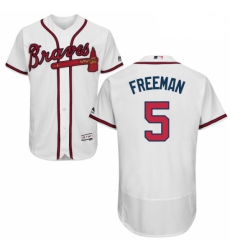 Mens Majestic Atlanta Braves 5 Freddie Freeman White Home Flex Base Authentic Collection MLB Jersey