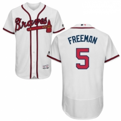 Mens Majestic Atlanta Braves 5 Freddie Freeman White Home Flex Base Authentic Collection MLB Jersey