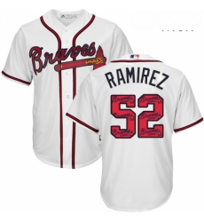 Mens Majestic Atlanta Braves 52 Jose Ramirez Authentic White Team Logo Fashion Cool Base MLB Jersey 