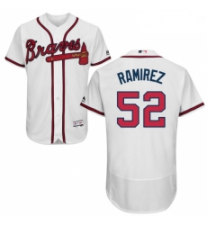 Mens Majestic Atlanta Braves 52 Jose Ramirez White Home Flex Base Authentic Collection MLB Jersey