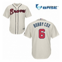 Mens Majestic Atlanta Braves 6 Bobby Cox Replica Cream Alternate 2 Cool Base MLB Jersey