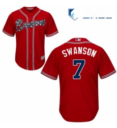 Mens Majestic Atlanta Braves 7 Dansby Swanson Replica Red Alternate Cool Base MLB Jersey