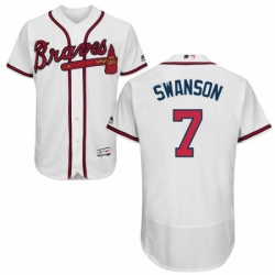 Mens Majestic Atlanta Braves 7 Dansby Swanson White Flexbase Authentic Collection MLB Jersey