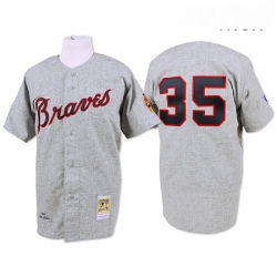 Mens Mitchell and Ness 1969 Atlanta Braves 35 Phil Niekro Authentic Grey Throwback MLB Jersey