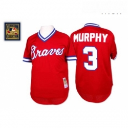 Mens Mitchell and Ness 1980 Atlanta Braves 3 Dale Murphy Authentic Red Throwback MLB Jersey