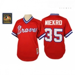 Mens Mitchell and Ness 1980 Atlanta Braves 35 Phil Niekro Authentic Red Throwback MLB Jersey