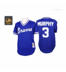Mens Mitchell and Ness Atlanta Braves 3 Dale Murphy Authentic Blue Throwback MLB Jersey