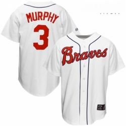 Mens Mitchell and Ness Atlanta Braves 3 Dale Murphy Replica White Throwback MLB Jersey