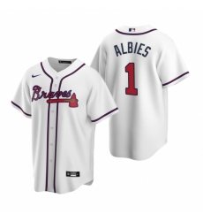 Mens Nike Atlanta Braves 1 Ozzie Albies White Home Stitched Baseball Jersey