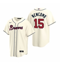 Mens Nike Atlanta Braves 15 Sean Newcomb Cream Alternate Stitched Baseball Jersey
