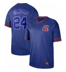 Mens Nike Atlanta Braves 24 Deion Sanders Royal Authentic Cooperstown Collection Stitched Baseball Jerse