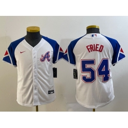 Women Atlanta Braves 54 Max Fried White 2023 City Connect Stitched Baseball Jersey
