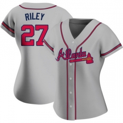 Women Nike Atlanta Braves 27 Austin Riley Grey Alternate Stitched Baseball Jersey