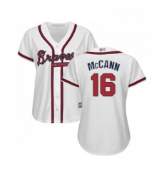 Womens Atlanta Braves 16 Brian McCann Replica White Home Cool Base Baseball Jersey 