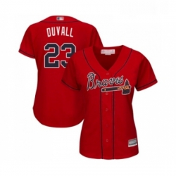 Womens Atlanta Braves 23 Adam Duvall Replica Red Alternate Cool Base Baseball Jersey 
