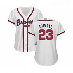 Womens Atlanta Braves 23 Adam Duvall Replica White Home Cool Base Baseball Jersey 