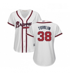 Womens Atlanta Braves 38 Josh Tomlin Replica White Home Cool Base Baseball Jersey 