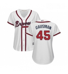 Womens Atlanta Braves 45 Kevin Gausman Replica White Home Cool Base Baseball Jersey 