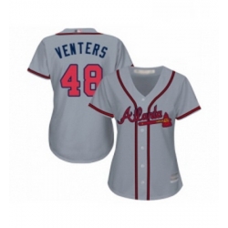Womens Atlanta Braves 48 Jonny Venters Replica Grey Road Cool Base Baseball Jersey 