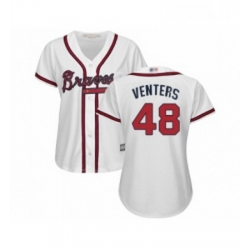 Womens Atlanta Braves 48 Jonny Venters Replica White Home Cool Base Baseball Jersey 