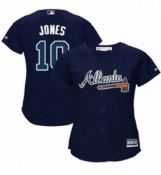 Womens Majestic Atlanta Braves 10 Chipper Jones Authentic Blue Alternate Road Cool Base MLB Jersey