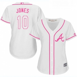 Womens Majestic Atlanta Braves 10 Chipper Jones Authentic White Fashion Cool Base MLB Jersey