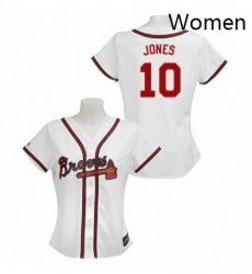 Womens Majestic Atlanta Braves 10 Chipper Jones Authentic White MLB Jersey