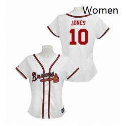 Womens Majestic Atlanta Braves 10 Chipper Jones Authentic White MLB Jersey
