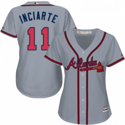 Womens Majestic Atlanta Braves 11 Ender Inciarte Authentic Grey Road Cool Base MLB Jersey 
