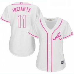 Womens Majestic Atlanta Braves 11 Ender Inciarte Authentic White Fashion Cool Base MLB Jersey 