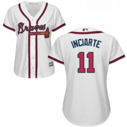 Womens Majestic Atlanta Braves 11 Ender Inciarte Authentic White Home Cool Base MLB Jersey 