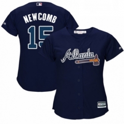 Womens Majestic Atlanta Braves 15 Sean Newcomb Authentic Blue Alternate Road Cool Base MLB Jersey 