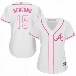 Womens Majestic Atlanta Braves 15 Sean Newcomb Authentic White Fashion Cool Base MLB Jersey 