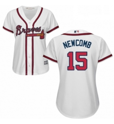 Womens Majestic Atlanta Braves 15 Sean Newcomb Replica White Home Cool Base MLB Jersey 