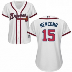 Womens Majestic Atlanta Braves 15 Sean Newcomb Replica White Home Cool Base MLB Jersey 