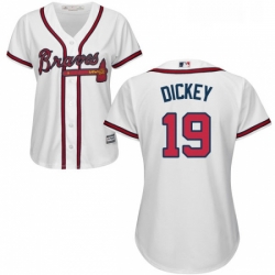 Womens Majestic Atlanta Braves 19 RA Dickey Authentic White Home Cool Base MLB Jersey