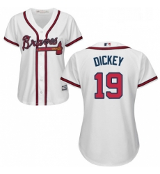 Womens Majestic Atlanta Braves 19 RA Dickey Replica White Home Cool Base MLB Jersey