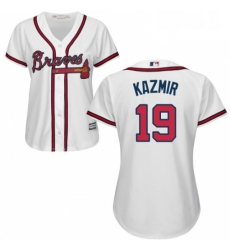 Womens Majestic Atlanta Braves 19 Scott Kazmir Authentic White Home Cool Base MLB Jersey 
