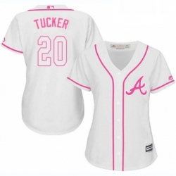 Womens Majestic Atlanta Braves 20 Preston Tucker Authentic White Fashion Cool Base MLB Jersey 