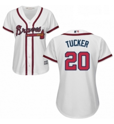Womens Majestic Atlanta Braves 20 Preston Tucker Authentic White Home Cool Base MLB Jersey 