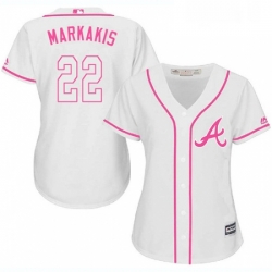Womens Majestic Atlanta Braves 22 Nick Markakis Authentic White Fashion Cool Base MLB Jersey