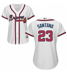 Womens Majestic Atlanta Braves 23 Danny Santana Authentic White Home Cool Base MLB Jersey 