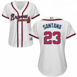 Womens Majestic Atlanta Braves 23 Danny Santana Authentic White Home Cool Base MLB Jersey 