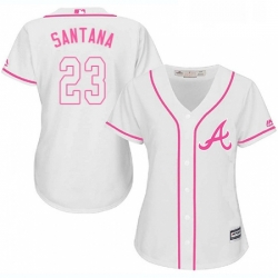 Womens Majestic Atlanta Braves 23 Danny Santana Replica White Fashion Cool Base MLB Jersey 