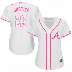 Womens Majestic Atlanta Braves 23 David Justice Authentic White Fashion Cool Base MLB Jersey