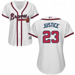 Womens Majestic Atlanta Braves 23 David Justice Authentic White Home Cool Base MLB Jersey