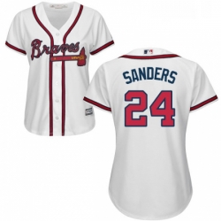Womens Majestic Atlanta Braves 24 Deion Sanders Authentic White Home Cool Base MLB Jersey