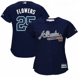 Womens Majestic Atlanta Braves 25 Tyler Flowers Authentic Blue Alternate Road Cool Base MLB Jersey
